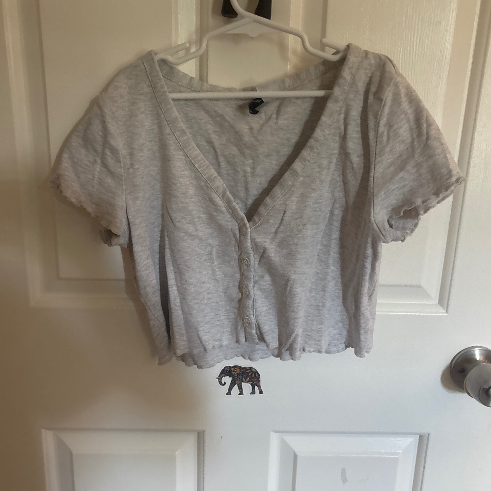 heather gray lettuce top size xs